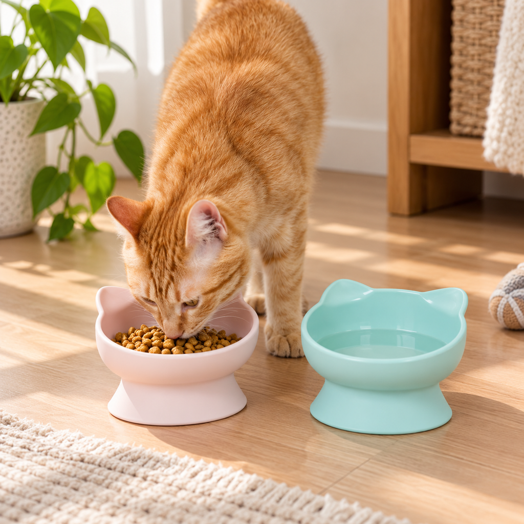2 Pack Raised Cat Ear Bowl Set
