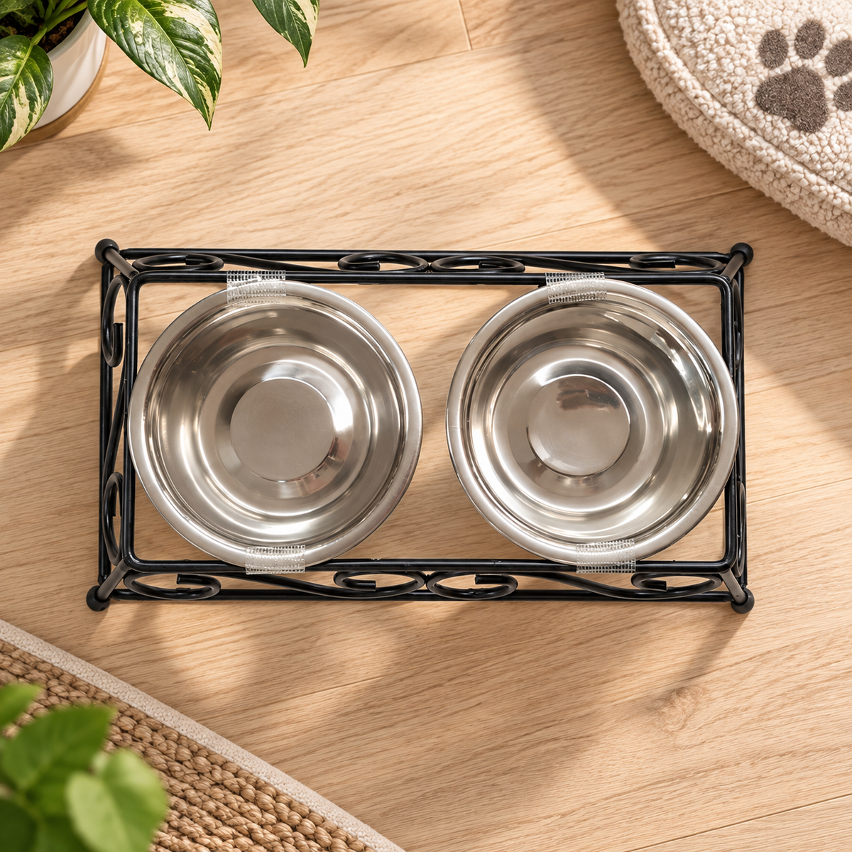 Elevated Stainless Steel Double Pet Bowls