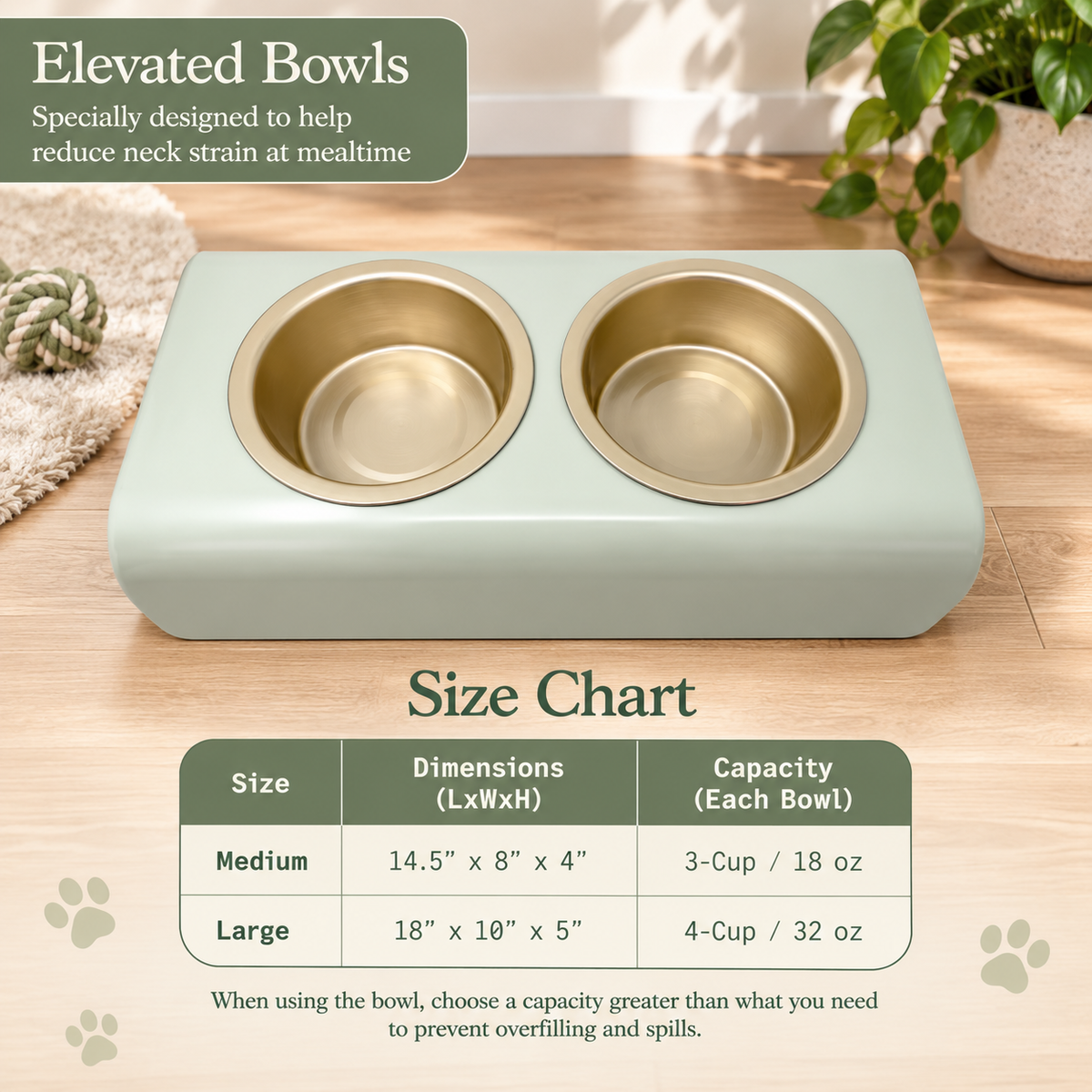 Double Elevated Stainless Steel Pet Bowls