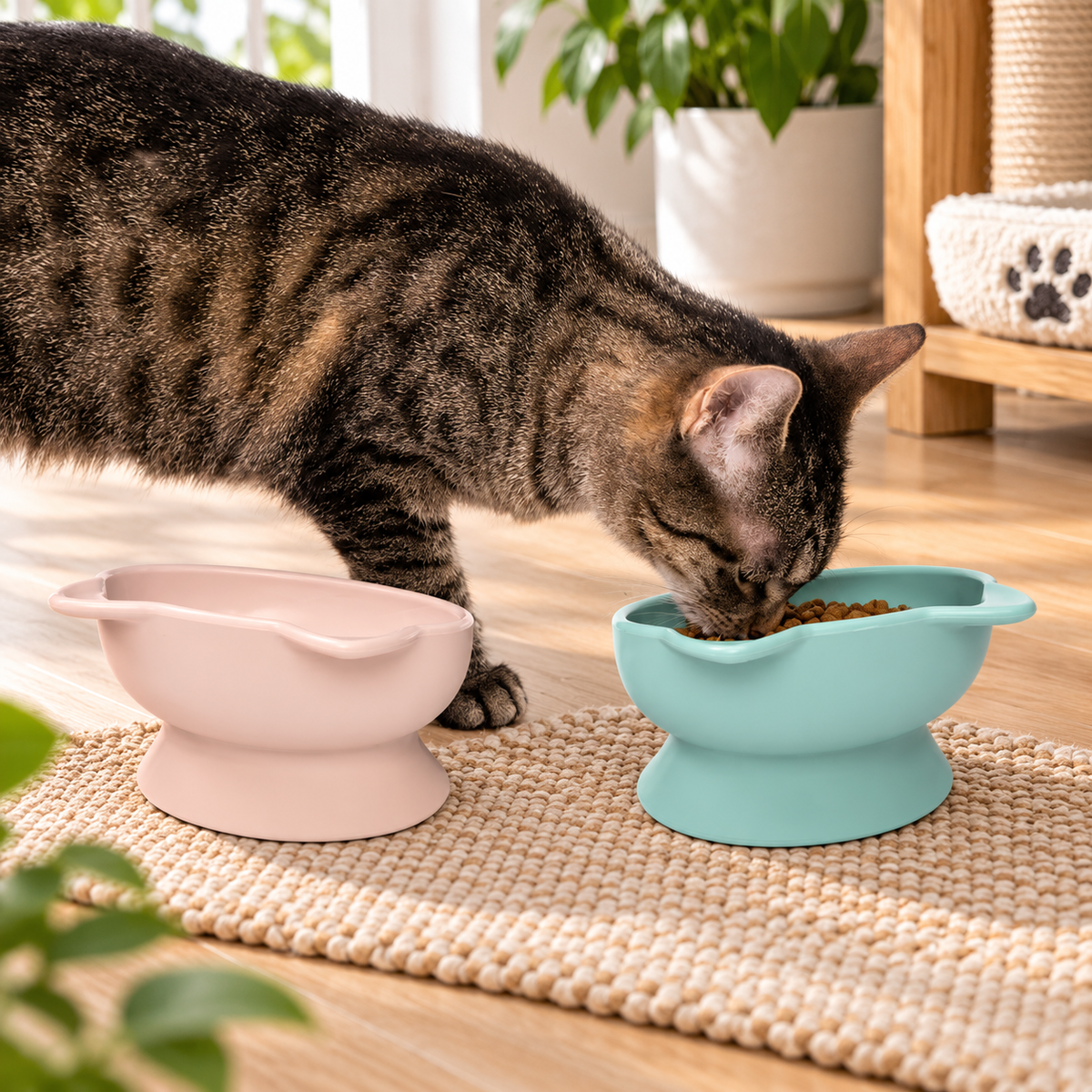 2 Pack Raised Cat Ear Bowl Set