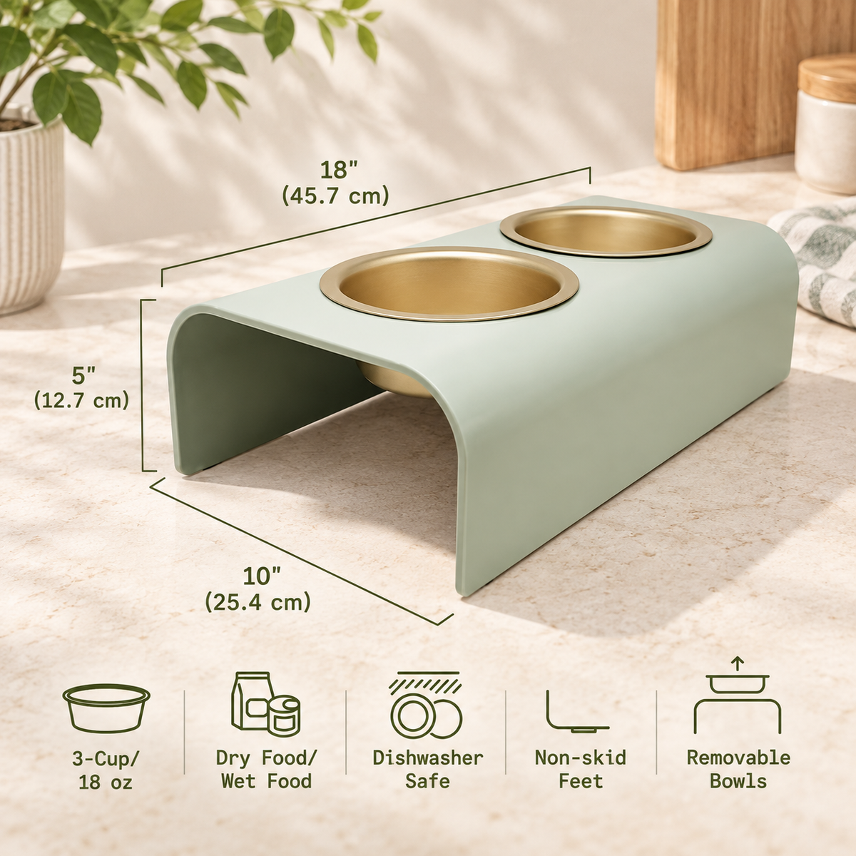 Double Elevated Stainless Steel Pet Bowls