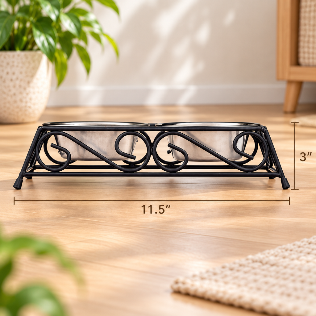 Elevated Stainless Steel Double Pet Bowls