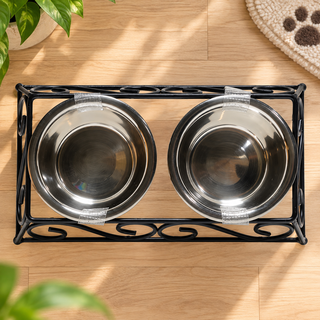 Elevated Stainless Steel Double Pet Bowls