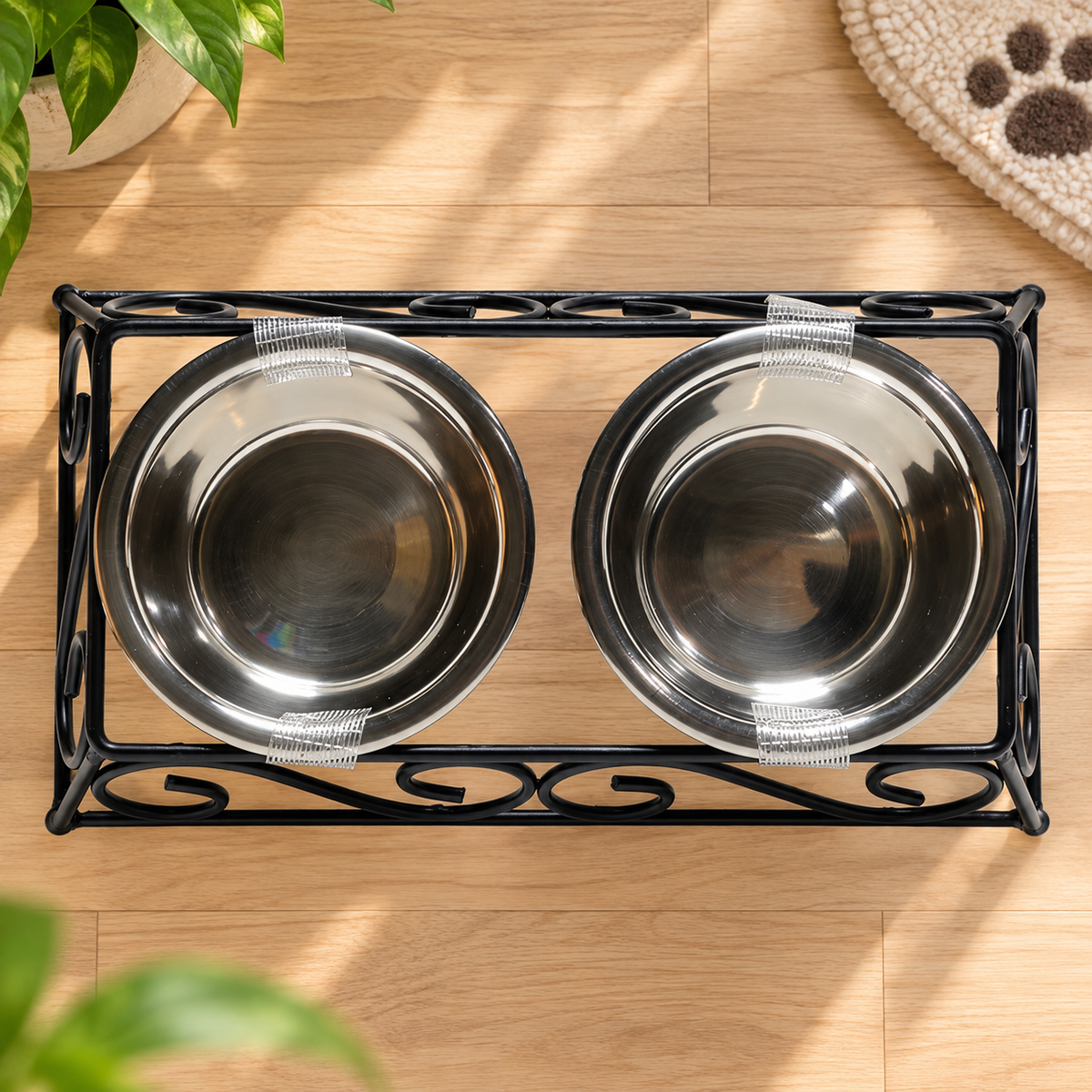 Elevated Stainless Steel Double Pet Bowls