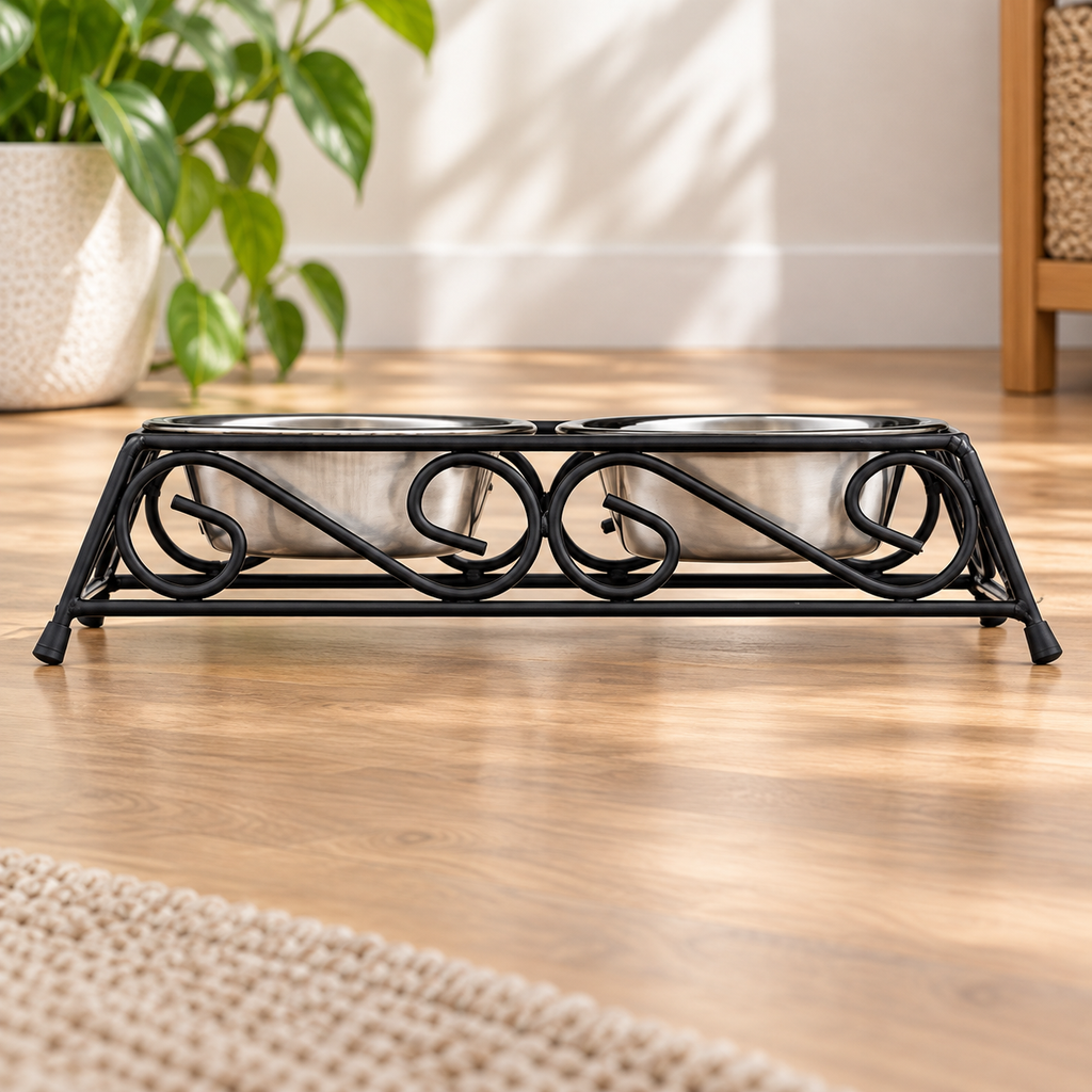 Elevated Stainless Steel Double Pet Bowls