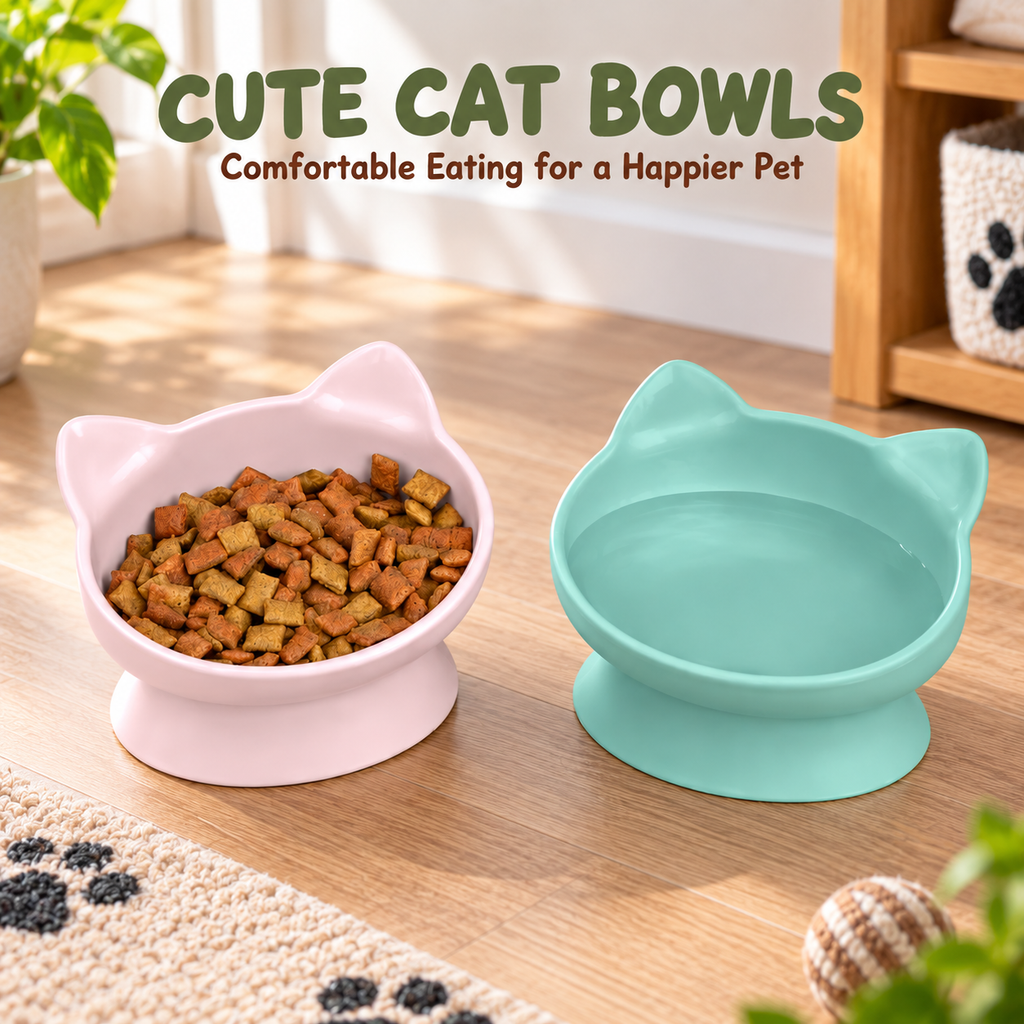 2 Pack Raised Cat Ear Bowl Set