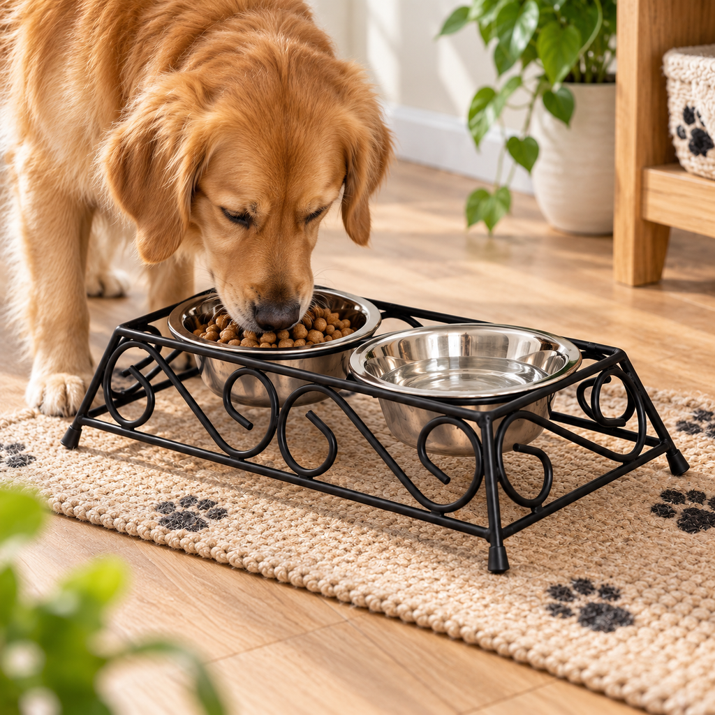 Elevated Stainless Steel Double Pet Bowls