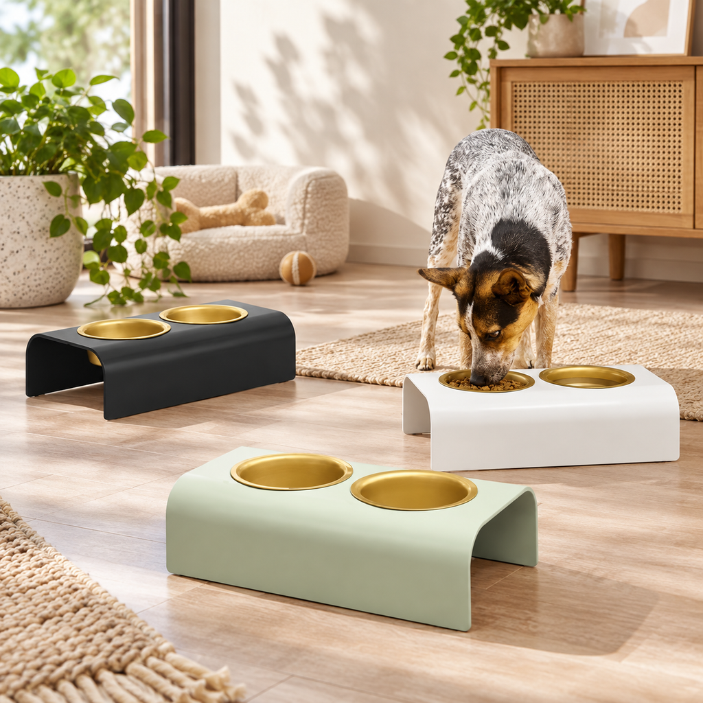 Double Elevated Stainless Steel Pet Bowls