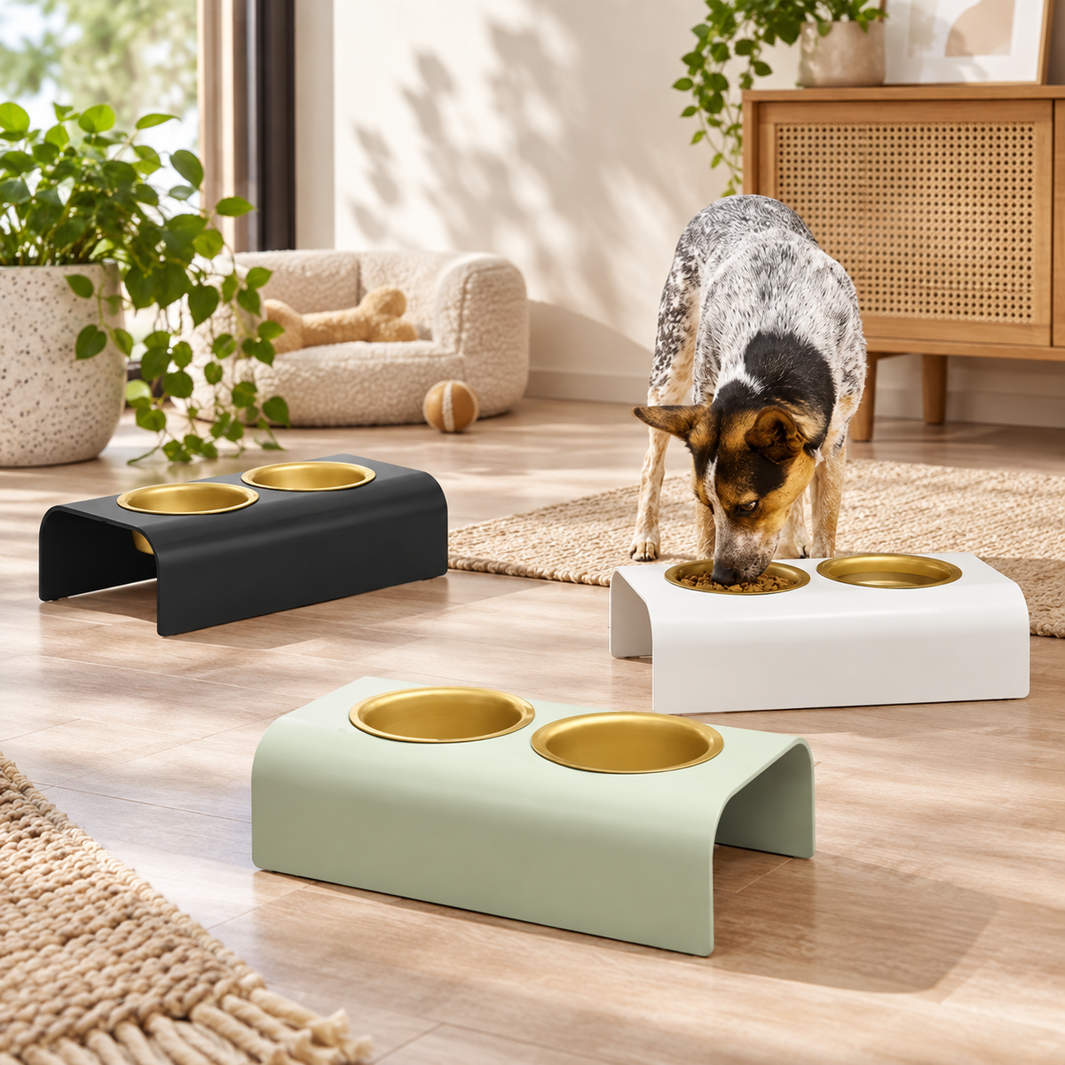 Double Elevated Stainless Steel Pet Bowls