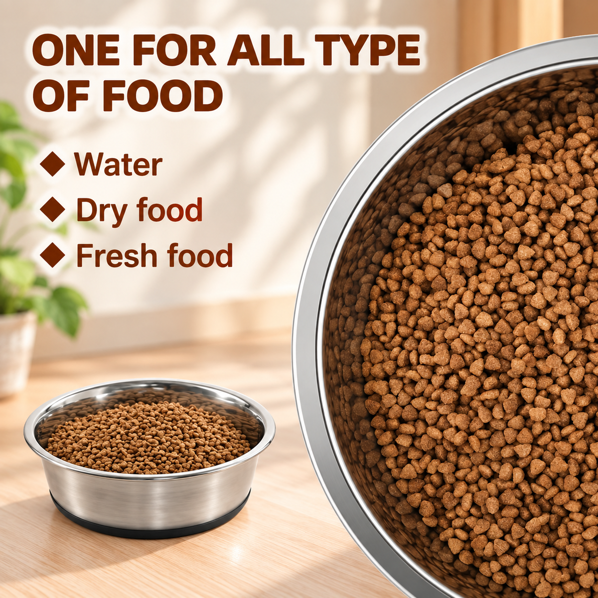 Non-Slip Stainless Steel Dog Bowl Set (2 bowls)