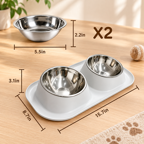 15° Tilted Double Pet Bowls