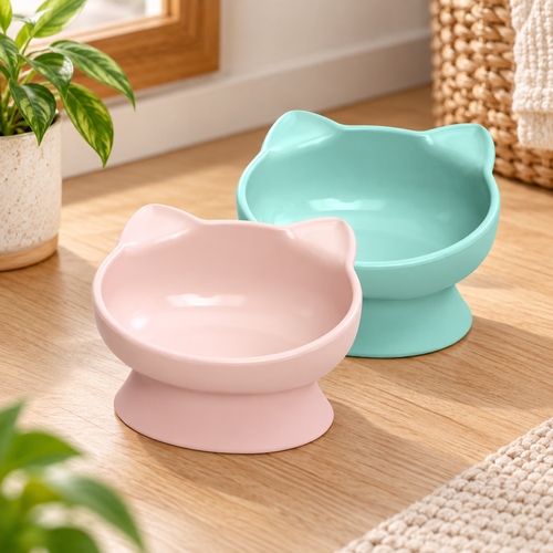 2 Pack Raised Cat Ear Bowl Set
