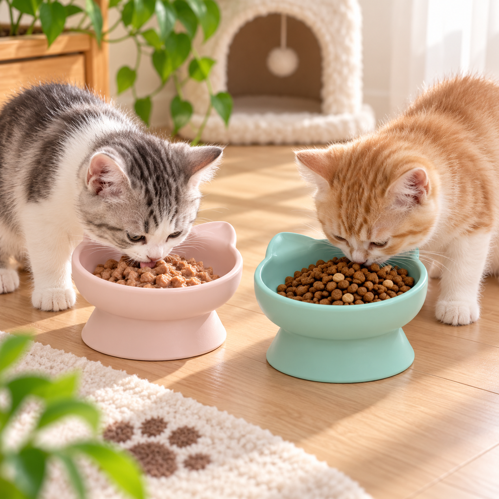 2 Pack Raised Cat Ear Bowl Set