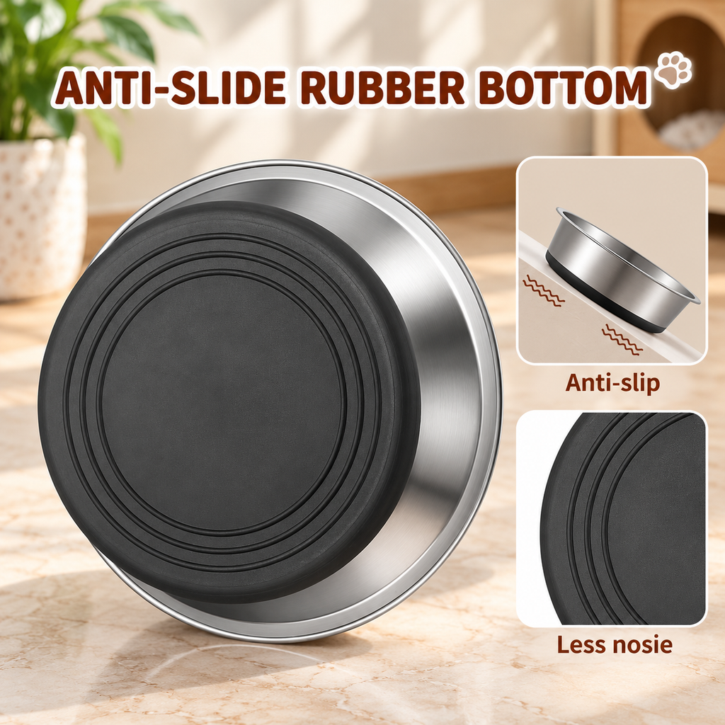 Non-Slip Stainless Steel Dog Bowl Set (2 bowls)