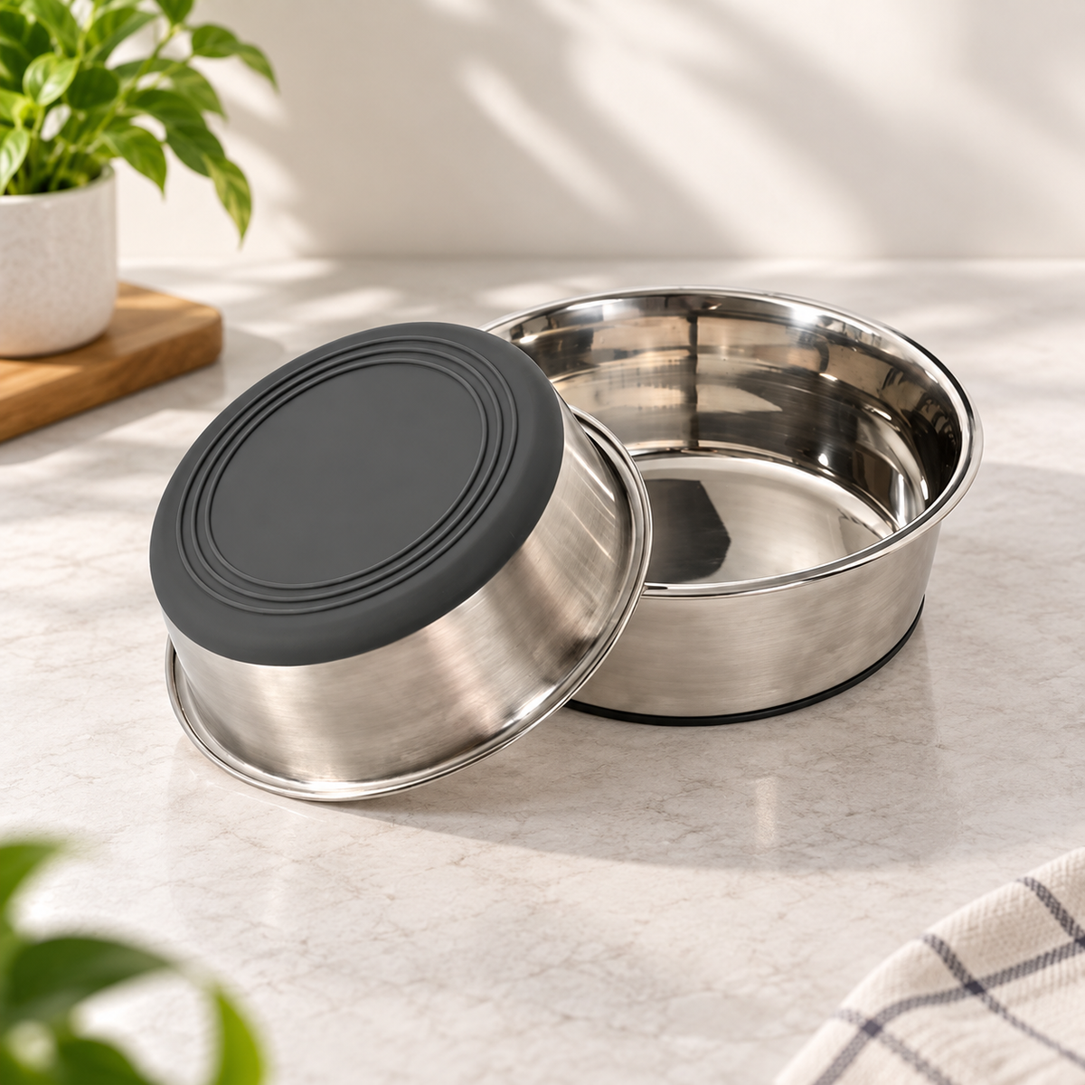 Non-Slip Stainless Steel Dog Bowl Set (2 bowls)