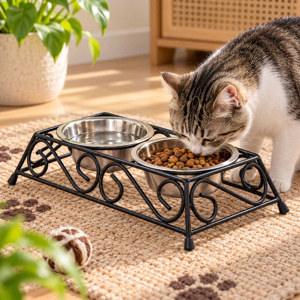 Elevated Stainless Steel Double Pet Bowls