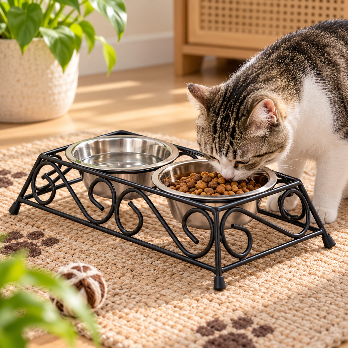 Elevated Stainless Steel Double Pet Bowls