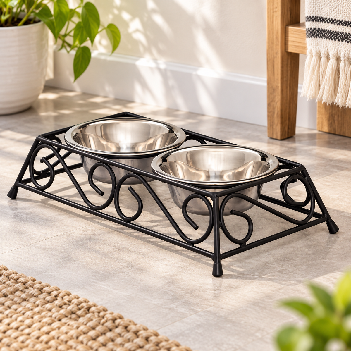 Elevated Stainless Steel Double Pet Bowls
